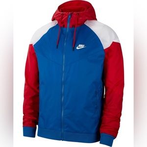 NWOT-  Nike Sportswear Windrunner Jacket Royal White Red Blue